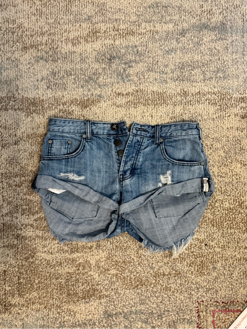High-Rise Distressed Denim Women’s Shorts - Light Blue